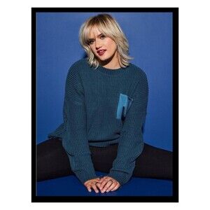 NWT Torrid 0 LoveSick Blue Distressed Satin Pocket Pullover Sweater Size Large